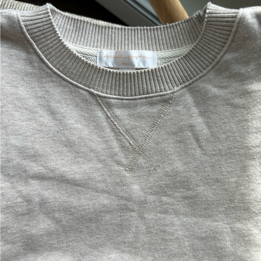 Spiritual Gangster cropped sweatshirt in heathered light tan, size small - Picture 2 of 8